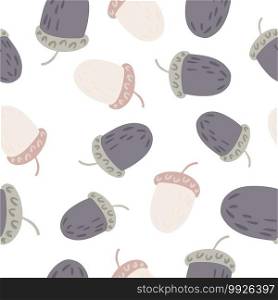 Isolated seamless pattern with grey and beige random chestnut ornament. White background. Designed for fabric design, textile print, wrapping, cover. Vector illustration.. Isolated seamless pattern with grey and beige random chestnut ornament. White background.