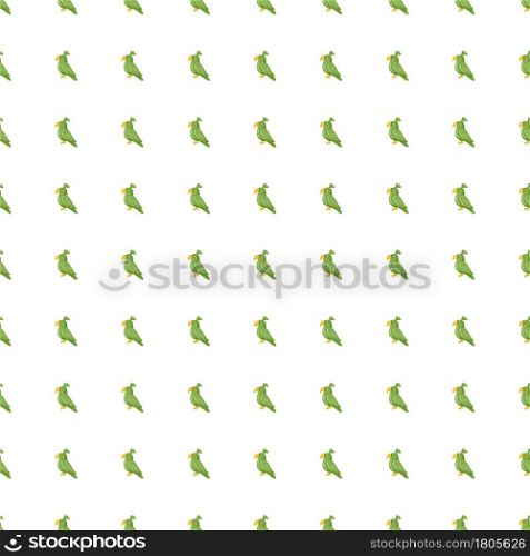 Isolated seamless zoo pattern with small green parrots shapes. White background. Doodle animal ornament. Designed for fabric design, textile print, wrapping, cover. Vector illustration.. Isolated seamless zoo pattern with small green parrots shapes. White background. Doodle animal ornament.