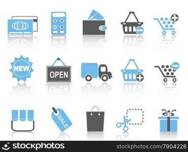 isolated shopping icons set ,blue series from white background