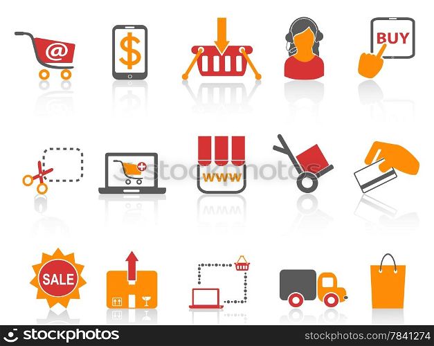 isolated shopping online icons orange series from white background