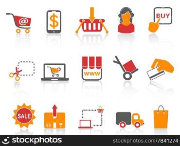 isolated shopping online icons orange series from white background
