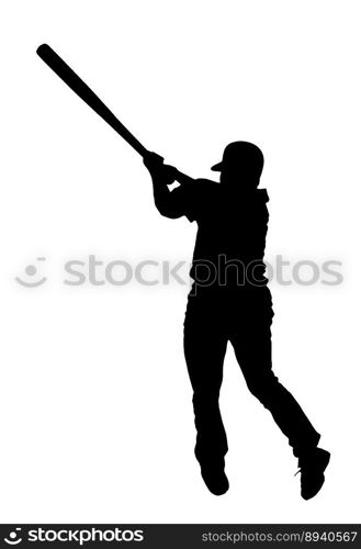 Isolated Silhouette of Baseball Batsman Hitting Ball, originating image from Generative AI technology 