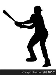 Isolated Silhouette of Baseball Batsman Preparing to Receive Throw, originating image from Generative AI technology 