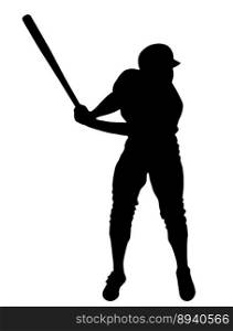 Isolated Silhouette of Baseball Batsman Preparing to Receive Throw, originating image from Generative AI technology 