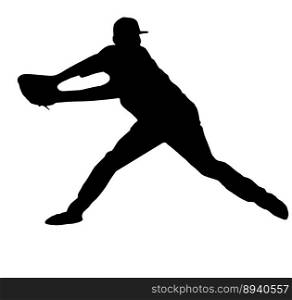 Isolated Silhouette of Baseball Fielder Making a Catch, originating image from Generative AI technology 