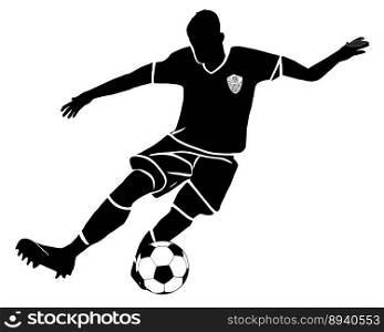 Isolated Silhouette of Soccer Player Dribbling ball, originating image from Generative AI technology 