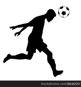 Isolated Silhouette of Soccer Player Heading ball, originating image from Generative AI technology 