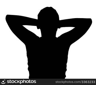 Isolated Silhouetted Boy Child Gesture and Activity Relaxing