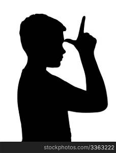 Isolated Silhouetted Boy Child Gesture and Activity Showing Loser