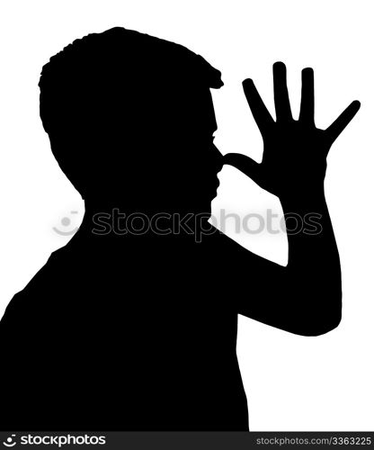 Isolated Silhouetted Boy Child Gesture and Activity Teasing