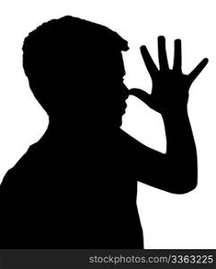 Isolated Silhouetted Boy Child Gesture and Activity Teasing