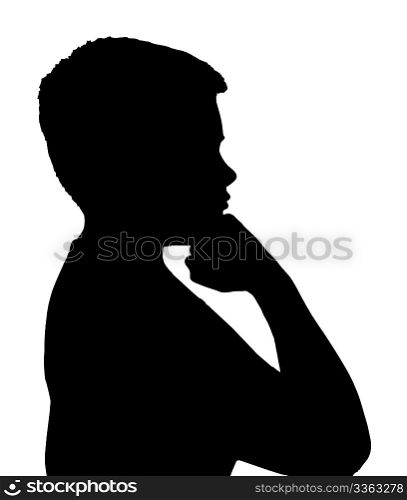 Isolated Silhouetted Boy Child Gesture and Activity Thinking