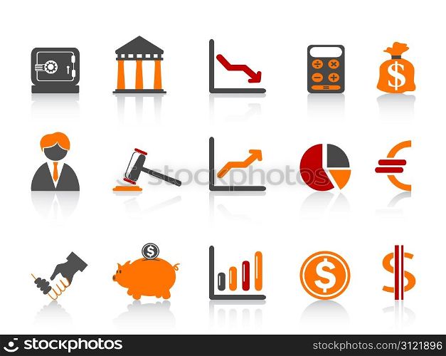 isolated simple bank icons,color series from white background
