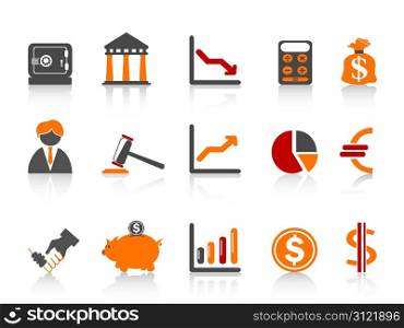 isolated simple bank icons,color series from white background