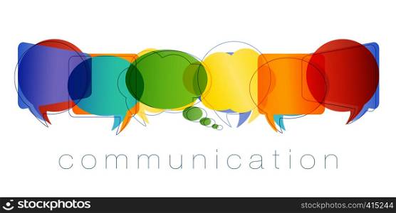 Isolated Speech bubble with rainbow colors and Text communication. Contacts and online marketing. Communication and network concept. Online community. Friends chatting. Vector
