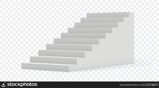 Isolated stair. 3D realistic staircase on transparent background. Building object, architecture or interior vector element. Illustration staircase and stairway, stair interior step. Isolated stair. 3D realistic staircase on transparent background. Building object, architecture or interior vector element