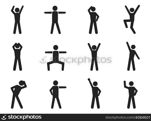 isolated stick figure posture icons from white background