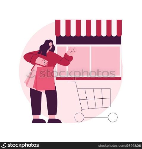 Isolated store abstract concept vector illustration. Free standing supermarket, department store, isolated building, one-brand superstore, retail outlet, single shopping mall abstract metaphor.. Isolated store abstract concept vector illustration.