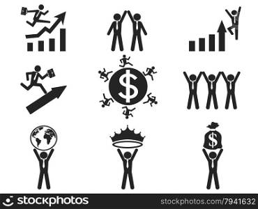 isolated successful businessman pictogram icons set from white background