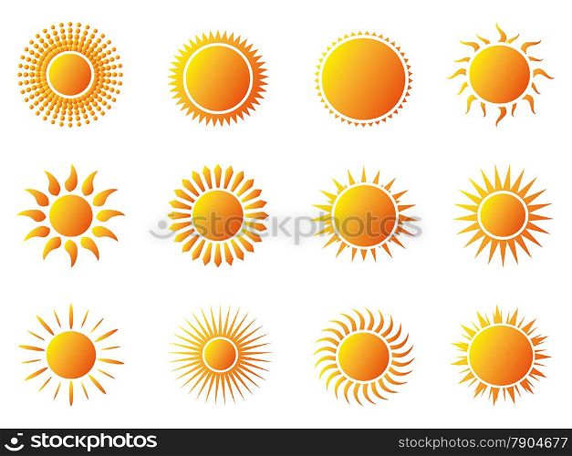 isolated sun icons set on white background