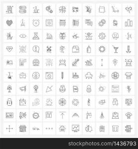 Isolated Symbols Set of 100 Simple Line Icons of adventure, board, toggle, power, gear setting Vector Illustration