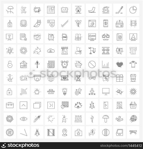 Isolated Symbols Set of 100 Simple Line Icons of tag, web page, medicine, browser, computer Vector Illustration