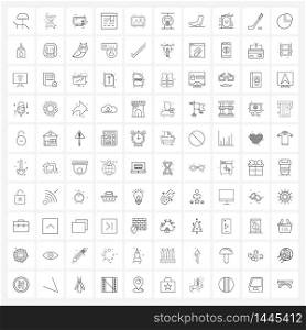 Isolated Symbols Set of 100 Simple Line Icons of tag, web page, medicine, browser, computer Vector Illustration