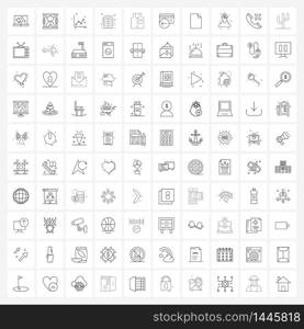 Isolated Symbols Set of 100 Simple Line Icons of vest, desert, graph, cowboy, ui Vector Illustration