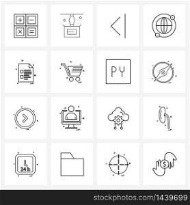 Isolated Symbols Set of 16 Simple Line Icons of file, text, arrow, business, globe Vector Illustration