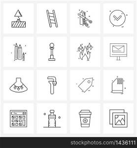 Isolated Symbols Set of 16 Simple Line Icons of pen, down, scissor, arrows, arrow Vector Illustration