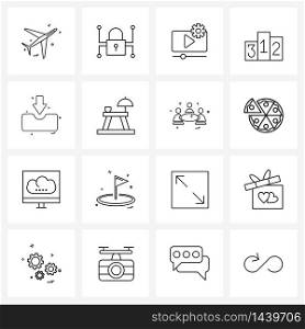 Isolated Symbols Set of 16 Simple Line Icons of ui s, ui, video ads, sport, game Vector Illustration