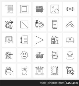 Isolated Symbols Set of 25 Simple Line Icons of cosmetic, gallery, rate, image, media Vector Illustration