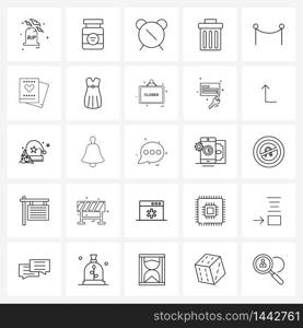 Isolated Symbols Set of 25 Simple Line Icons of party, trash, healthcare, dustbin, basket Vector Illustration
