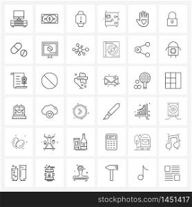 Isolated Symbols Set of 36 Simple Line Icons of charity foundation, charitable organization, hand watch, electric board, circuit Vector Illustration
