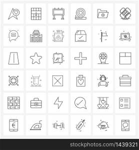 Isolated Symbols Set of 36 Simple Line Icons of directory, tool, ads, firefighters, car Vector Illustration