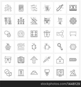 Isolated Symbols Set of 36 Simple Line Icons of game, bat, new, school, paper Vector Illustration