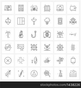 Isolated Symbols Set of 36 Simple Line Icons of learning, eLearning, computer, apple, pause Vector Illustration