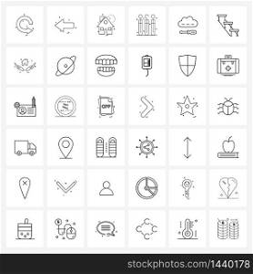 Isolated Symbols Set of 36 Simple Line Icons of medical, hook, back, health, building Vector Illustration