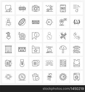 Isolated Symbols Set of 36 Simple Line Icons of sale, urban, camera, house, house and tree Vector Illustration