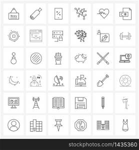 Isolated Symbols Set of 36 Simple Line Icons of science, beat, phone, heart, learn Vector Illustration