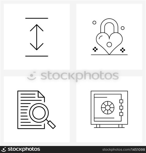 Isolated Symbols Set of 4 Simple Line Icons of arrow, list, heart, wedding, safe Vector Illustration