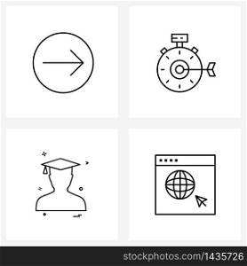 Isolated Symbols Set of 4 Simple Line Icons of arrow, profile, execution, rate, Vector Illustration