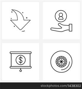Isolated Symbols Set of 4 Simple Line Icons of arrow; user; down; profile; display Vector Illustration