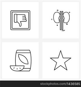 Isolated Symbols Set of 4 Simple Line Icons of bad; renal; feedback; healthcare; lady Vector Illustration