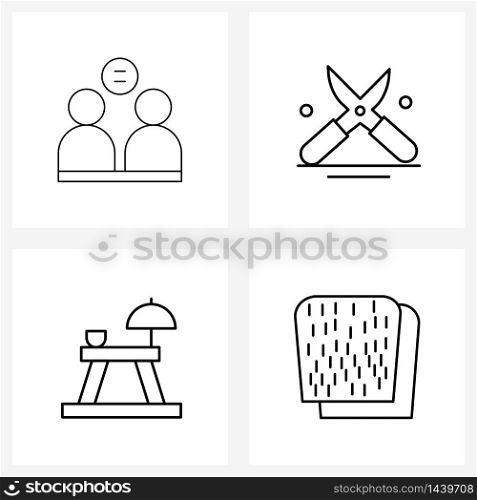 Isolated Symbols Set of 4 Simple Line Icons of banking, camping, money, shears, holidays Vector Illustration