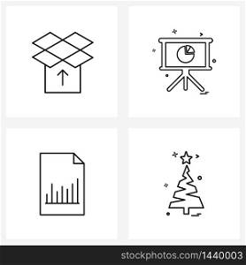 Isolated Symbols Set of 4 Simple Line Icons of box, chart, arrow up, chart, graph Vector Illustration