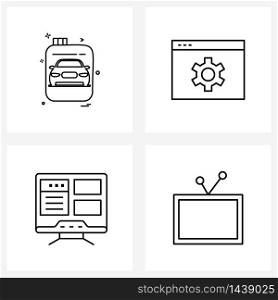 Isolated Symbols Set of 4 Simple Line Icons of car, interface, setting, setting, webpage Vector Illustration
