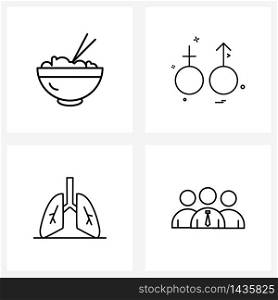 Isolated Symbols Set of 4 Simple Line Icons of cook; sign; restaurant; love; health Vector Illustration