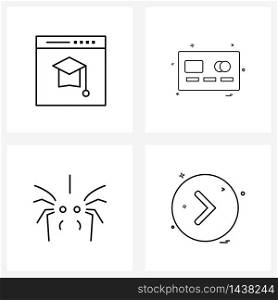 Isolated Symbols Set of 4 Simple Line Icons of degree; spider; online; money; scary Vector Illustration