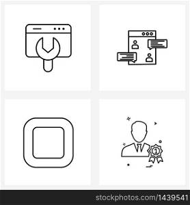 Isolated Symbols Set of 4 Simple Line Icons of development, stop, conversation, sms, avatar Vector Illustration